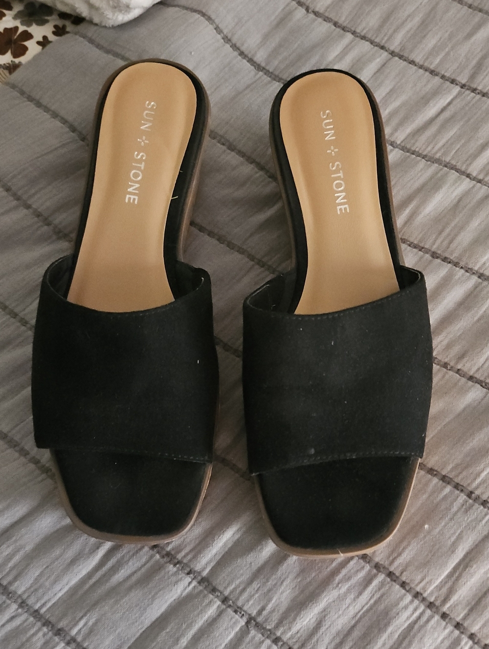 Sun + Stone Black Wide-Band Slide Mules